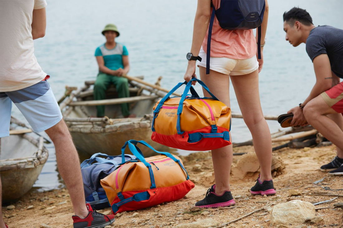 people around a lake
