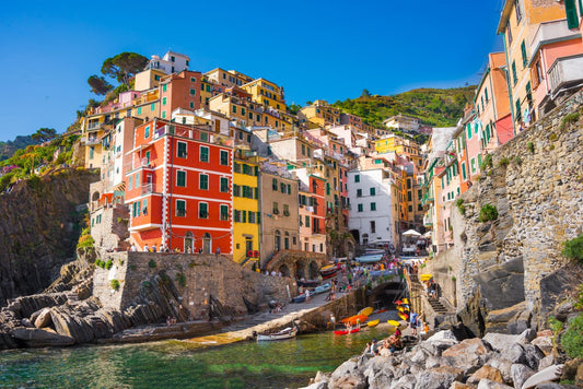 view of Italian apartments by the water