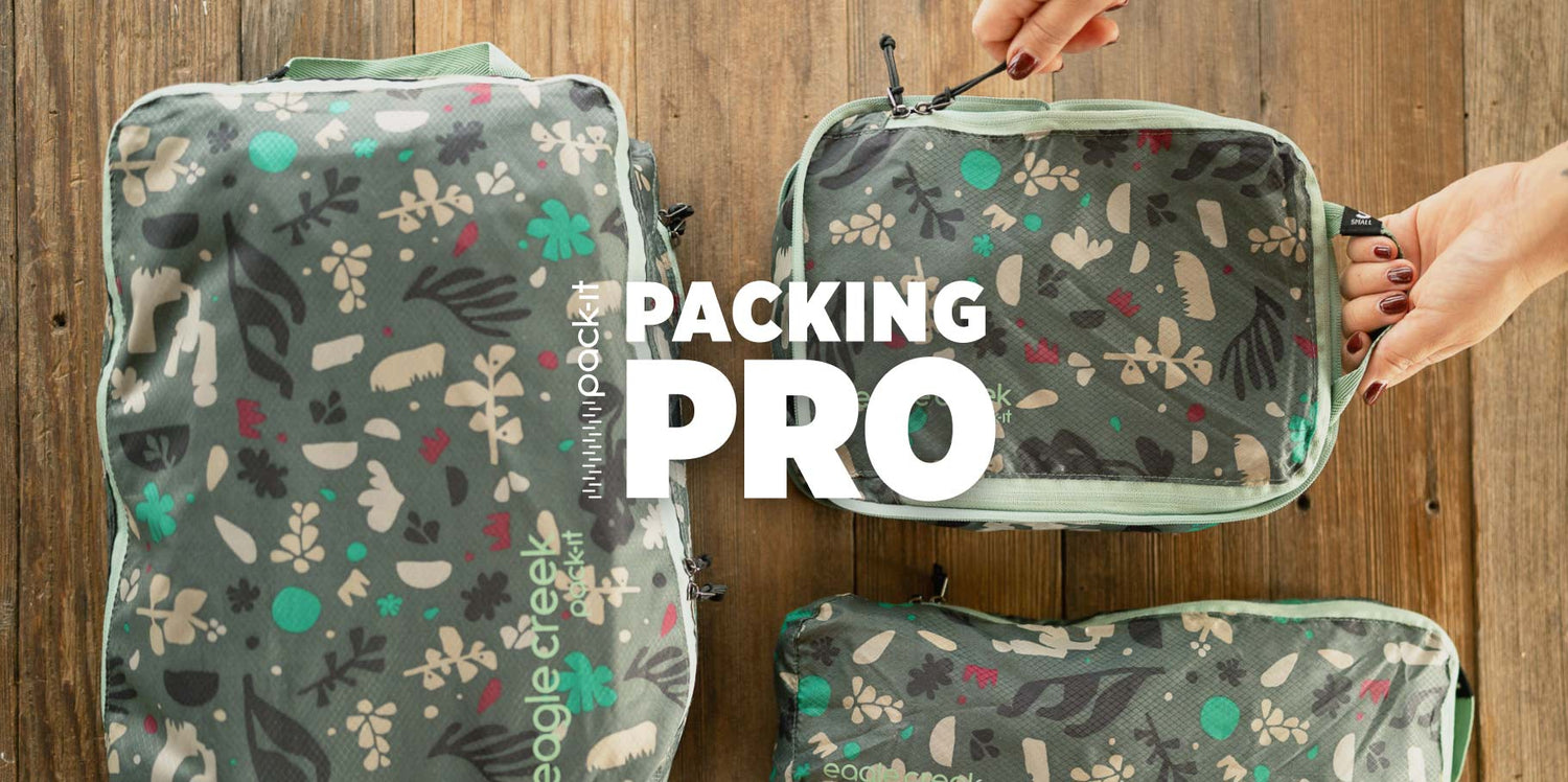 Pack-It Packing Pro logo over packing cubes