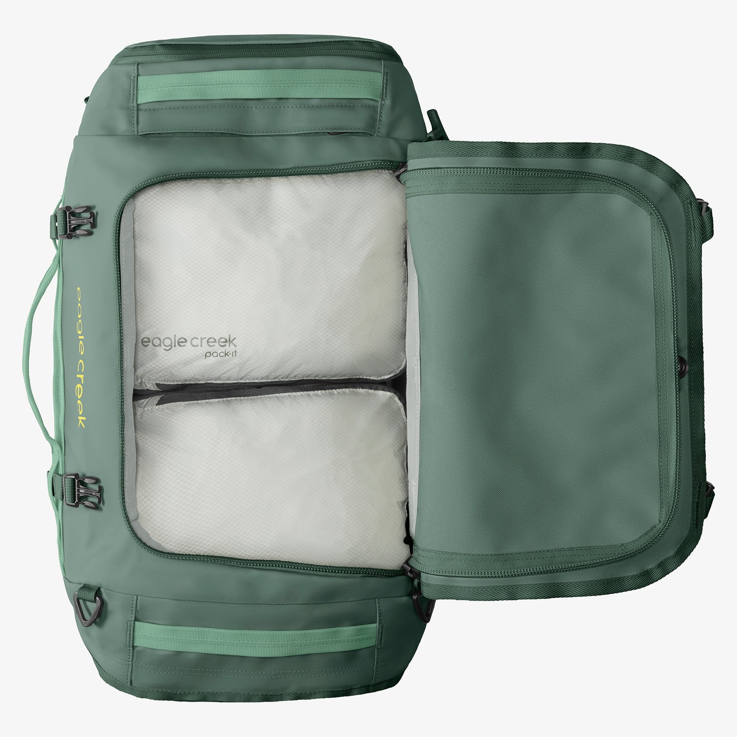 Green Travel Duffel Bag Internal Organization Eagle Creek