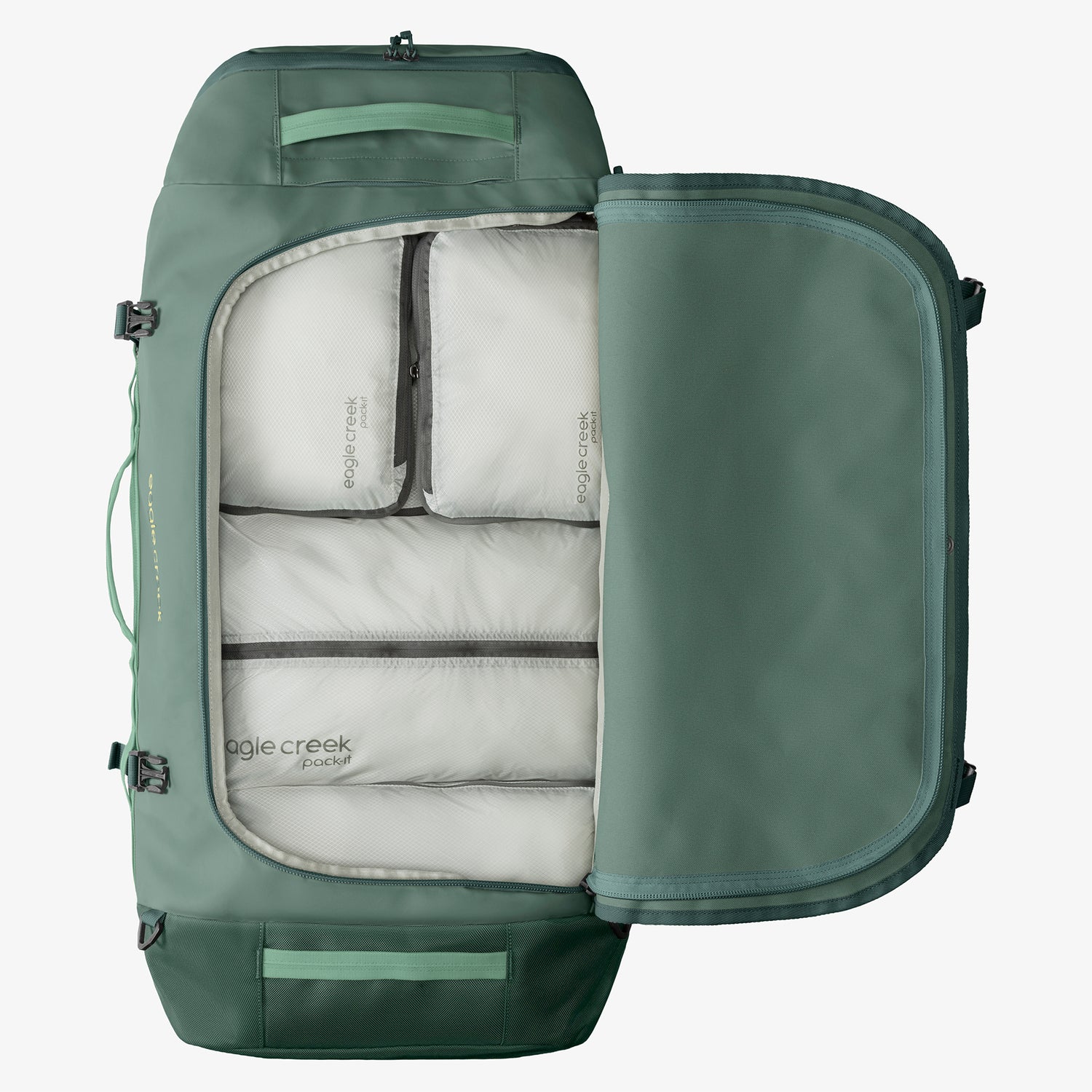 Green Duffle Bag Internal Organization Eagle Creek