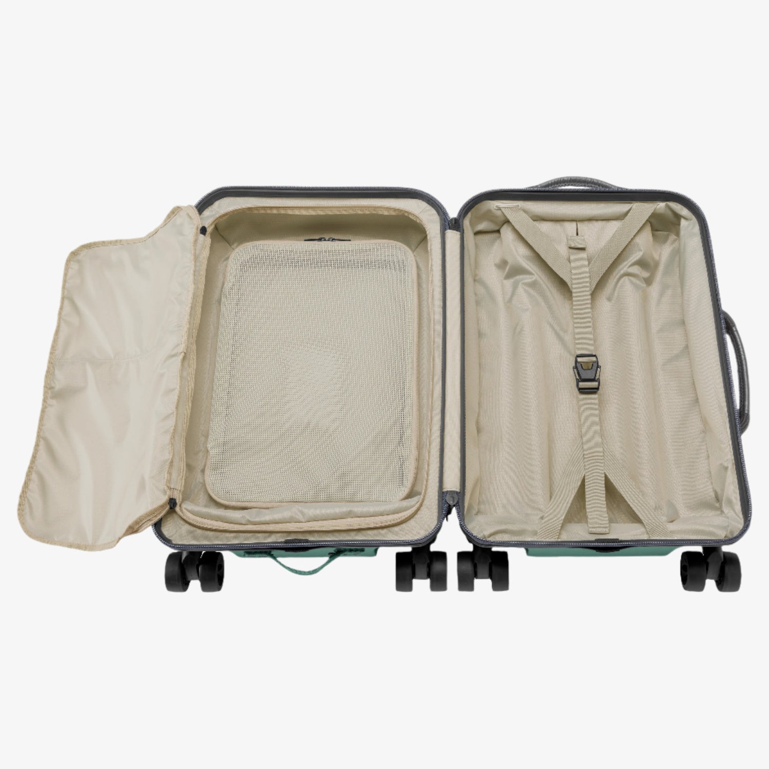 Green Carry On Luggage Front Compartment Detail