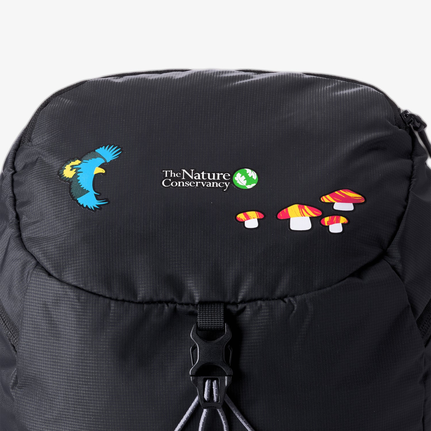 The Nature Conservancy x Eagle Creek Black Backpack Detail View